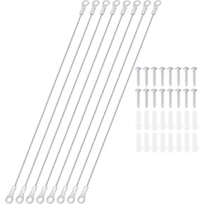 PATIKIL Stainless Steel Lanyard Cable with Eyelets 0.06" x 12" 1.5mm x 30cm, 8 Pack Lock Security Wire Rope with Mounting Screws for Hanging Stage Light