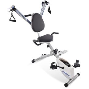 Stamina Foldable Exercise Bike and Strength System With Smart Workout App and 250 Pound Weight Capacity for Home Workout, Gray