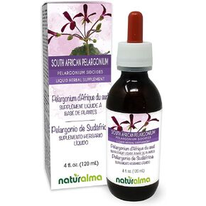 Naturalma South African pelargonium or Umckaloaba (Pelargonium sidoides) root Alcohol-free Tincture - 4 fl oz Liquid extract in drops - Herbal supplement - Vegan