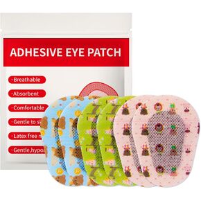 180pcs Kids Adhesive Eye Patches Cute Eye Pads 3 Different Designs Disposable Eye Patch for Amblyopia, Lazy Eye