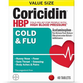 Coricidin HBP Tablets Cold & Flu 40ct