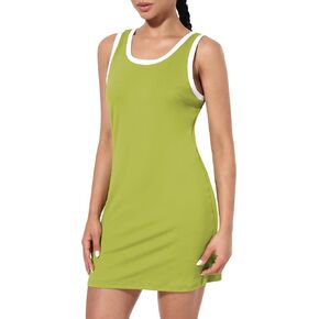 Hiverlay Women's Athletic Tennis Dress Activewear Scoop Neck Sleeveless UPF 50+ Perfect for Golf Workouts and Sports Exercise