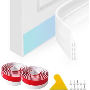 Daily Treasures 2 Pack Silicone Door Draft Stopper with 1pcs Strickle & 10pcs Pushpin,Door Seam Strips Bottom,Self-Adhesive Under Door for Windows-Keeping,Noise,Dust,Anti-insect(34.4"Lx2"W)