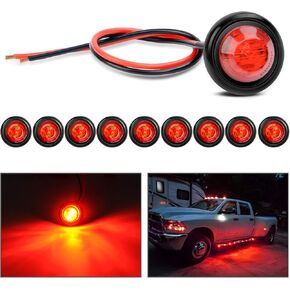 Nilight 3/4Inch Round Marker Light 10PCS Amber LED Clearance Light 2 Connectors Side Indicator Bullet Marker Light IP68 Waterproof for Trailer Truck Camper Van Boat Bus, 2 Years Warranty