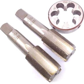 Yodaoke HSS M22 x 1mm Taper and Plug Tap and M22 x 1mm Die Metric Thread Right Hand