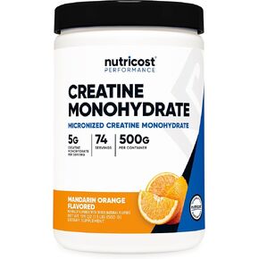 Nutricost Creatine Monohydrate Powder (Mandarin Orange, 500 Gram) - Micronized Creatine Supplement - Vegan, Non-GMO, Gluten Free