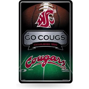 Rico Industries NCAA Washington State Cougars - WSU 11" x 17" Large Metal Home Décor Sign