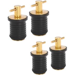 4pcs T-Handle Boat Plug Brass/Stainless Steel Boat Drain Plug Snap Handle Plug Rubber Drain Plug for Boat Marine (1 inch)