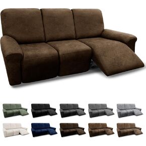 Chair Covers 4-Pieces Recliner Chair Covers 1 Seater Cover for Recliner Chair Leather Look Recliner Slipcovers with Pockets Spandex Fabric Furniture Covers(Recliner, Dark Grey)