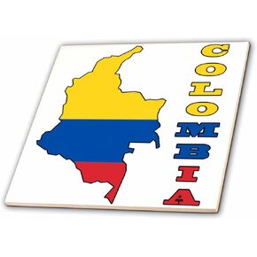 3dRose ct_51747_2 Colombian Flag in The Map and Letters of Colombia Ceramic Tile, 6-Inch