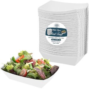 2lb White Paper Food Trays -4.5" x 2.75" -Pack of 100ct