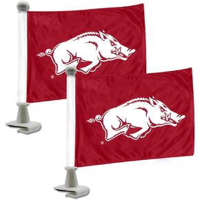 FANMATS 61897 Arkansas Razorbacks Ambassador Car Flags - 2 Pack Mini Auto Flags, 4in X 6in, Perfect for Hood or Trunk