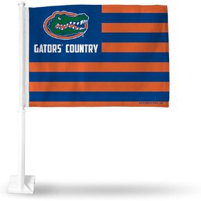 Rico Industries NCAA Florida Gators Double Sided Double Sided Car Flag - 16" x 19" - Strong Pole That Hooks onto Car/Truck/Automobile