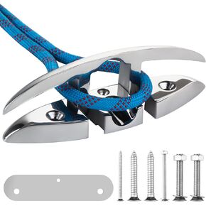 5 Inch 6 Inch 8 Inch Dock Cleats Foldable Cleat 316 Stainless Steel Boat Cleat Flip Up Down Dock Cleat for Boat Kayak with Backing Plates Installation Accessories