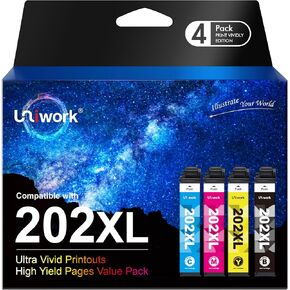 Uniwork 220XL Ink Cartridge, Remanufactured 220XL Ink Cartridge Replacement for Epson 220 XL 220XL T220XL use for Workforce WF-2750 WF-2760 WF-2630 WF-2650 WF-2660 XP-320 XP-420 Printer (10 Pack)