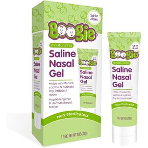 Boogie Saline Nasal Gel, Made with Aloe and Isotonic Saline, Soothes and Hydrates Dry or Irritated Noses, Unscented, Pack of 1