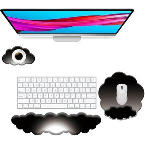 Cloud Mouse Pad with Wrist Rest Support Set, Upgrade Enlarge Mouse Pads Keyboard Wrist Rest, Ergonomic Soft Memory Foam Wrist Rest for Gaming, Computer, Laptop, Mac, Office (Yellow)