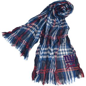 Littlearth Unisex-Adult NFL New York Giants Plaid Crinkle Scarf, Team Color, 70 x 25