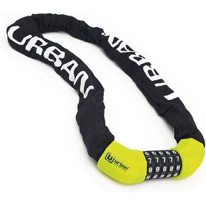 Urban UR890 Bike Chain Lock with More Secure 5 Digit Code, Deterrent, Thicker and More Resistant ø8mm/0.31in Steel Links with Anti-Scratch Cover, Anti Theft for Bicycle, Scooter, Gates, 100cm/3.2ft