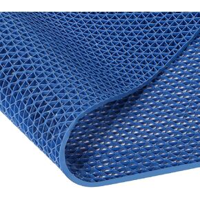 4x10 Ft Commercial Floor Mat Heavy Duty Swimming Pool Flooring Mat PVC Hollow-Out Drainage Non Slip Mat for Bathroom Restaurant Kitchen Garage Bar Patio Wet Area (Blue)