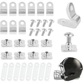 Framendino, Football Helmet Repair Kit R Shape Football Visor Clips Screws Nuts with Rubber Gaskets for Hockey Baseball Sports