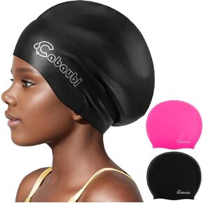 2 Pack Kids Swim Cap for Long Hair,Silicone Swimming Cap for Age 3-15 Kids Toddler Youth,Large Waterproof Swim Hat for Braids,Dreadlocks,Unisex Swim Caps for Girls Boys in Saudi Arabia