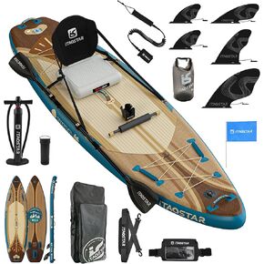 Wild 11'×36"/11'6"×34"/12'6"×33" Inflatable Paddle Board with Seat, One-Stop Premium SUP Board Gears, Tailored 5 Fins, Stable Inflatable Stand Up Paddle Boards for Youth/Adults of All Levels