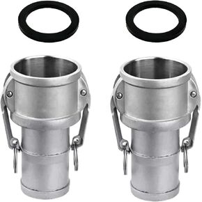 SAFBY 2PCS Global Type C Cam and Groove Hose Fitting, Socket x Hose ID Barbed, with 2 PCS Camlock Gasket Fitting (0.75")