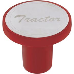 United Pacific 22982 "Tractor" Aluminum Screw-On Air Valve Knob w/Stainless Plaque - Candy Red