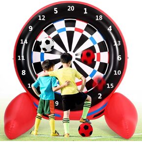 Inflatable Giant Kick Darts Games (Over 6ft Tall), Jumbo Outdoor Soccer Target Dartboard with Soccer Balls and Air Pump, Large Kick Game Carnival Games for Yard Family Kids Adults (Red)