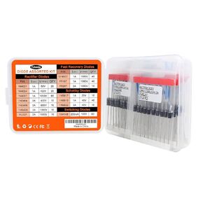 Diode Assortment Kit, Pack of 350pcs, 14 Values: Rectifier 1N4001 1N4004 1N4007 1N5404 1N5406 1N5408 RL207,Schottky:1N5817 1N5819 1N5822, Fast Recovery:UF4007 FR107 FR207,Switching 1N4148
