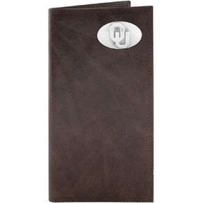 NCAA Oklahoma Sooners Brown Wrinkle Leather Roper Concho Wallet, One Size