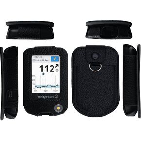 Fitted Leather Case W/Screen Protector & Pocket (Lanyard Included) for Freestyle Libre 3, Freestyle Libre 2 (Hot Pink)