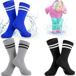 Geyoga 3 Pairs Waterproof Socks for Kids Girls Boys Outdoor Wading Socks Breathable Skiing Hiking Socks for Travel Camping
