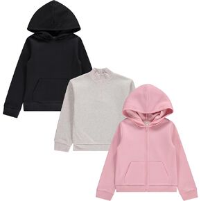 BTween Girls' Hoodie Sweatshirt Set - Soft, Cozy, and Versatile - Pack of 3 with Full and Half Zips