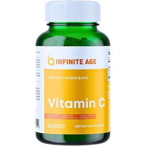 INFINITE AGE Organic Vitamin C Supplement for Immune Support - 400mg, 60 Capsules - USA Made, Vegan, Gluten Free, All-Natural - Made with Ultra Potent Camu Camu and Amla Berry Fruit