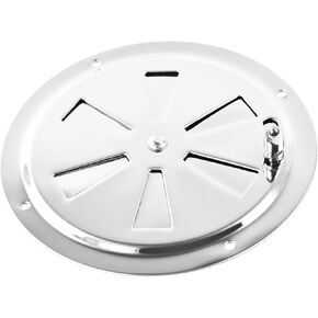 MARINE CITY 304 Stainless Steel Round Louver Vent Cover - Cabin Ventilation Plate | Butterfly Air Vent Grill Plate with Side Knob | 5 Inches Diameter - Ideal for Marines, Ships and Yachts
