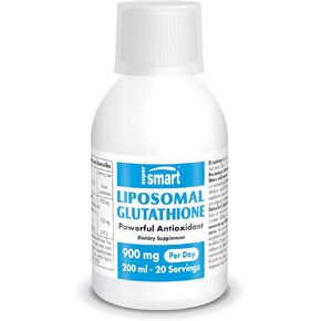 Supersmart - Liposomal Glutathione Liquid 900mg per Day (High Potency) - Highly Bioavailable Form of Glutathione - Enhanced Antioxidant with Vitamin C | Non-GMO & Gluten Free - 200ml - 20 Servings