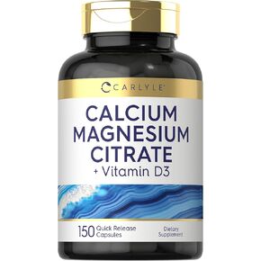 Carlyle Calcium Magnesium Citrate with Vitamin D3 | 150 Capsules | Non-GMO & Gluten Free Supplement