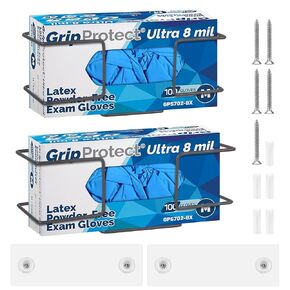 Glove Box Holder Wall Mount, 2 Pack Glove Box Dispenser, Metal Disposable Glove Dispenser, Glove Rack, Glove Box Holder for Garage, Lab, Home, Grey