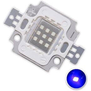 1Pcs 10W High Power LED Chip Blue Super Bright Light SMD COB Emitter Components Diode Replacement Bulb Lamp Beads DIY Lighting(Blue445nm-450nm/1050mA/10Watt/ DC 8V-10V)