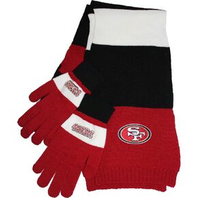 Littlearth NFL San Francisco 49ers Tri-Color Scarf & Glove Gift Set