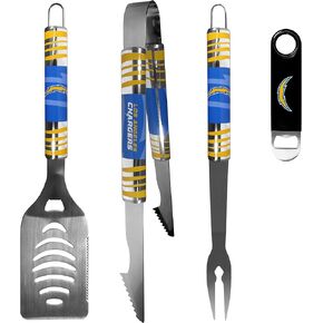 Siskiyou Sports NFL Los Angeles Chargers 3 pc BBQ Set and Bottle OpenerTeam Colors, One Size