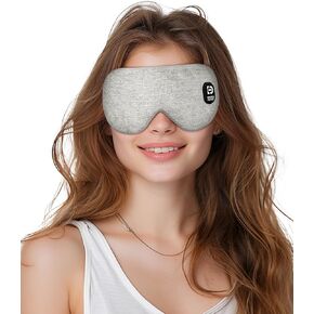 Wireless Heated Eye Mask for Dry Eyes Eye Strain Stye, Rechargeable Heated Sleeping Eye Mask Suitable for Airplane, Business Trip, Complete Light Blocking and Washable. Men/Womens Gifts Grey