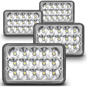 TRUE MODS 2pc Black 6x4 4x6 Inch LED Headlights Replacement [45W] [H4 Socket] [High/Low Sealed Beam] H4652 H4666 H6545 H4651 H4656 Headlamp for Chevy Ford Peterbilt Freightliner Kenworth Truck Car Van