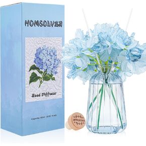 Homsolver Reed Diffuser Set Home Decor, 6.09 OZ Rose Aromatherapy Reed Diffuser with 6 Reed Diffuser Sticks for Home Bedroom Bathroom Living Room Office, Reed Diffuser Birthday Gifts for Women Friend