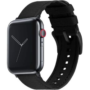 BARTON Cordura Fabric and Silicone Hybrid Watch Bands with Integrated quick release spring bars - Compatible with all Apple Watch Models - Series 8, 7, 6, 5, 4, 3, 2,1, SE & Ultra - Size 38mm, 40mm, 41mm, 42mm, 44mm, 45mm & 49mm