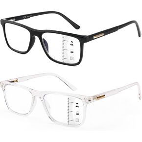 Missfive 2 Pack Mens Upgraded Unbreakable Multifocus Progressive Reading Glasses - Sports Style Anti UV/Eye Strain Blue Light Blocking, Multifocal Readers Spring Hinge Near-Workspace Eyewear, 2.0x