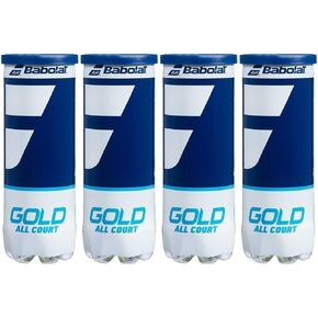 Babolat Gold All Court Tennis Balls, 4 Cans, 12 Balls