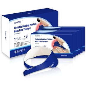 Portable Neck Warmer Disposable Self Heating Neck Pads Neck Pain Therapy Patches Steam Warm Neck Wraps M/L for Office Travel Outdoors 8 Pack